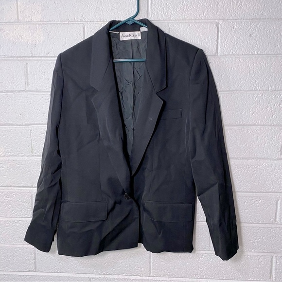 Vintage 100% Wool Anne Klein II Blazer Black Womens 10 Button Up Great Condition - Picture 1 of 13